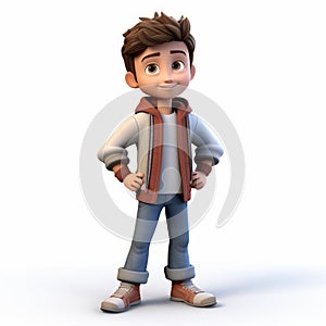 Cartoon 3d Model Of Andrew, A Kid In Jeans And Jacket