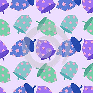 Cartoon acorns seamless pattern for wrapping paper and fabrics and linens and kids clothes print and festive