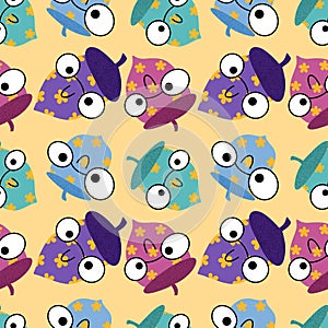 Cartoon acorns seamless pattern for wrapping paper and fabrics and linens and kids clothes print and festive