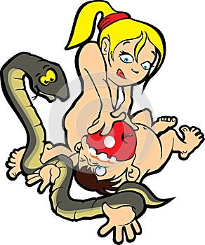 Cartoon Adam and Eva