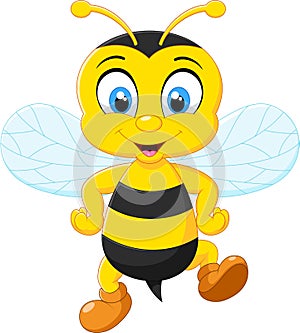 Cartoon adorable bees posing