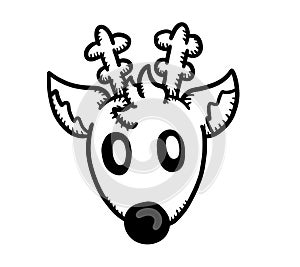 Cartoon Adorable Christmas Reindeer Doodle