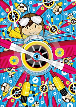 Cartoon Aeroplane with Pilot