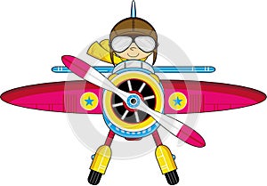 Cartoon Aeroplane with Pilot