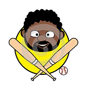 Cartoon African American Man Baseball Mascot