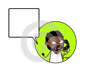Cartoon African American Man Calling on Cell Phone
