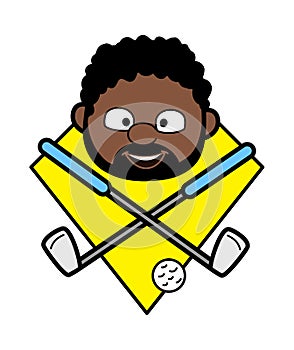 Cartoon African American Man Golf Mascot