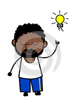 Cartoon African American Man Got an idea