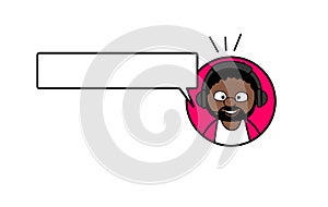 Cartoon African American Man with Headphones