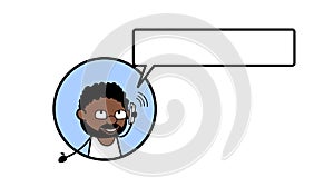 Cartoon African American Man on Phone