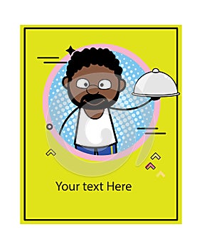 Cartoon African American Man on Poster with text