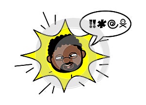 Cartoon African American Man Shouting and abusing