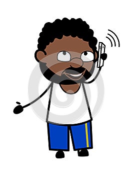 Cartoon African American Man talking on Cell Phone