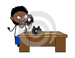 Cartoon African American Man talking on phone