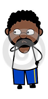 Cartoon African American Man thinking seriously