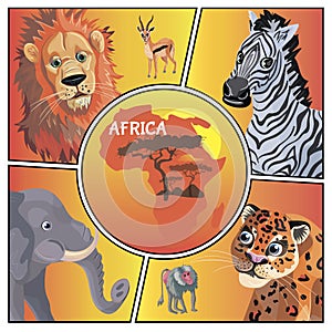 Cartoon African Animals Concept
