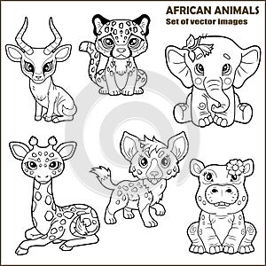 Cartoon african animals, set of funny images