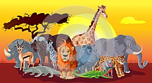Cartoon African Fauna Template