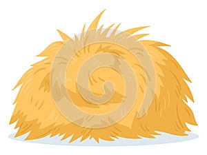 Cartoon agricultural haycock. Rural haystack, dried haystack, fodder straw and bale of hay flat vector symbols illustration on