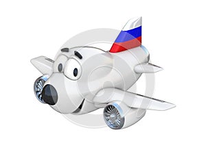 Cartoon airplane with a smiling face- Russian flag