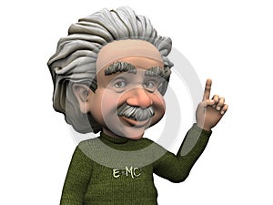 Cartoon Albert Einstein having an idea. photo