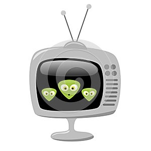 Cartoon Alien Faces on a TV Screen, EPS10 Vector