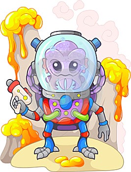 Cartoon alien from outer space, funny illustration