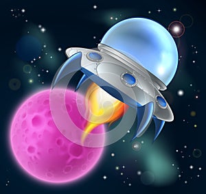 Cartoon Alien Space Ship Flying Saucer