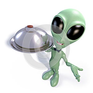 Cartoon alien waiter