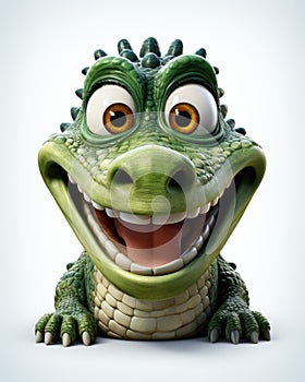 a cartoon alligator with big eyes and a smile on its face. generative ai