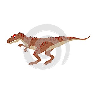 Cartoon Allosaurus. Flat simple style carnivore dinosaur. Jurassic world predator animal. Vector illustration for kid education or