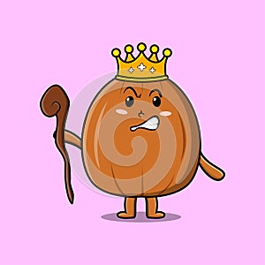 cartoon almond nut wise king with golden crown