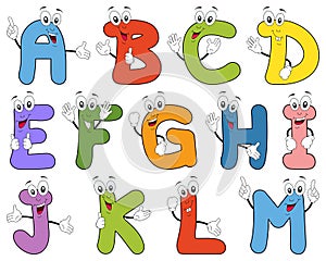 Cartoon Alphabet Characters A-M