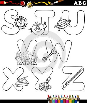 Cartoon alphabet coloring page