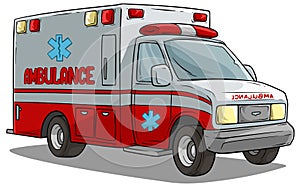 Cartoon ambulance emergency car or truck