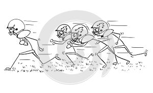 Cartoon of American Football Player Running with Ball