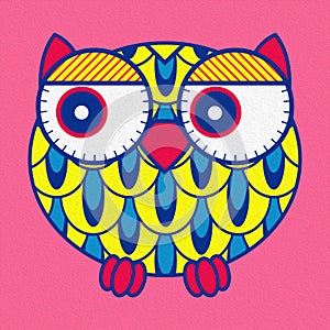 Cartoon amusing owl in oval shape