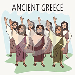 Cartoon ancient greek hand vote