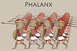 Cartoon ancient greek phalanx