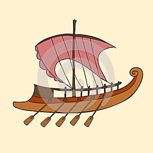 Cartoon ancient greek ship