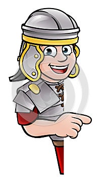 Cartoon Ancient Roman Soldier Pointing photo