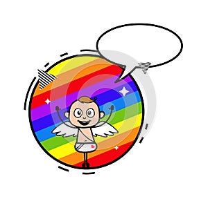 Cartoon Angel with rainbow background