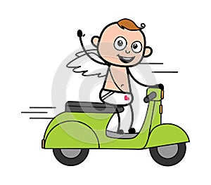 Cartoon Angel Riding Scooter