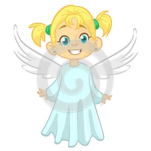 Cartoon angel. Vecor illustration of flying girl angel for Christmas holyday decoration photo