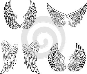 Cartoon angel wings collection set