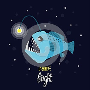 Cartoon angler fish. Vector illustration of anglerfish character photo