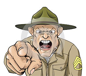 Cartoon angry army drill sergeant shouting