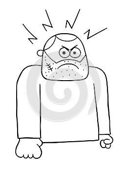 Cartoon angry bad man, vector illustration