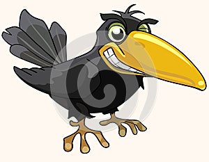 Cartoon angry bird crow smiling