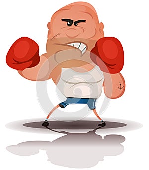 Cartoon Angry Boxer Champion